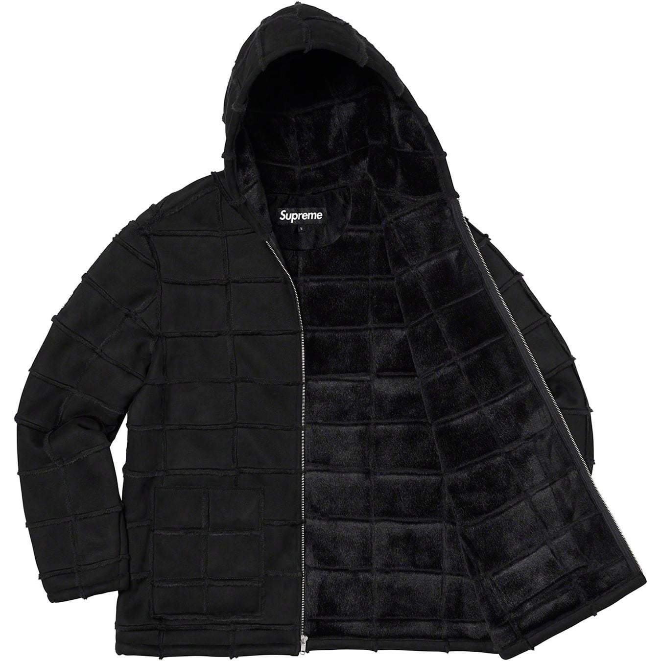 Faux Suede Patchwork Hooded Jacket view 9